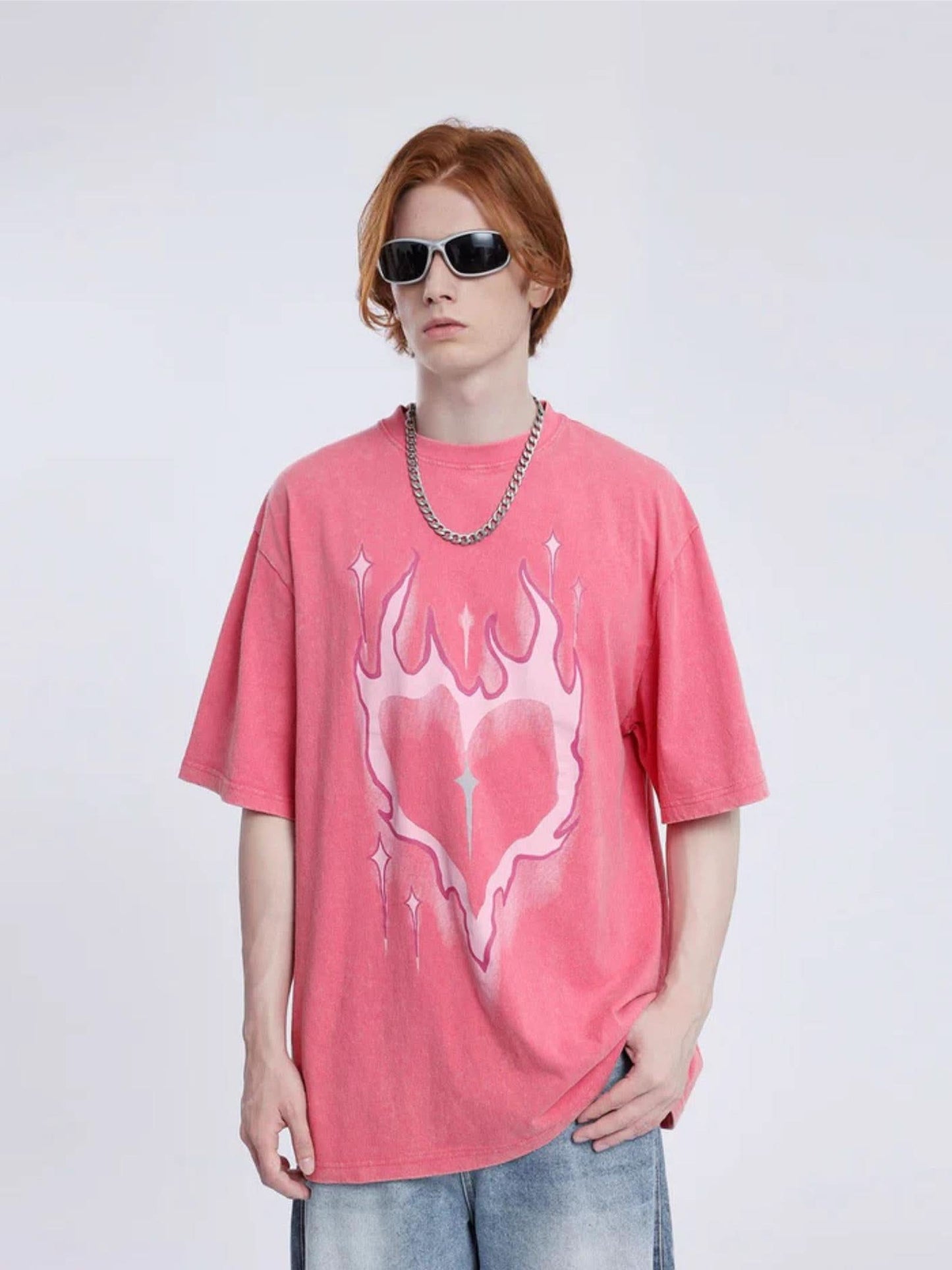 LUW "Heart-Flame" Graphic Tee - Luxury Heavyweight Unisex Streetwear T-Shirt