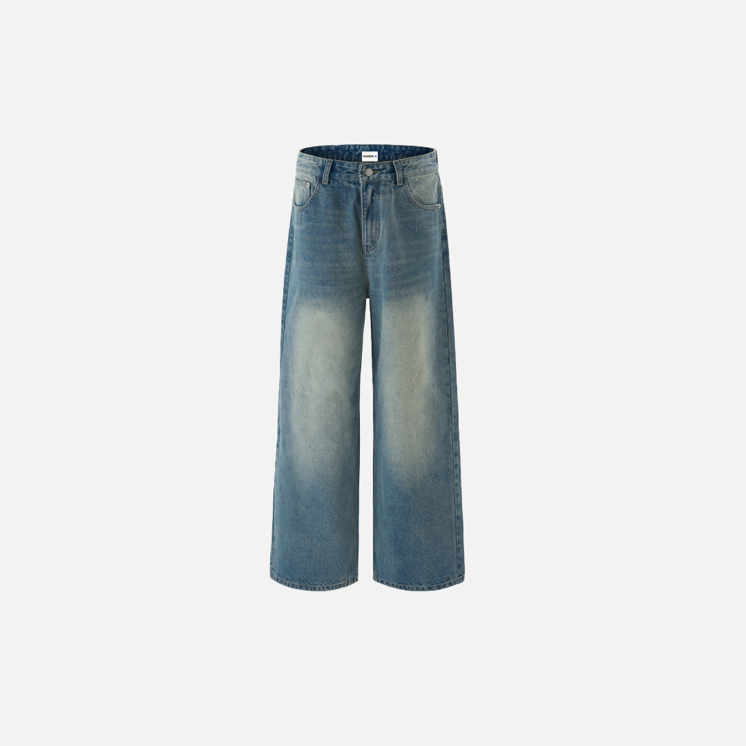 Trendy Washed Distressed Denim Wide Leg Jeans - Luxuryurbanwear