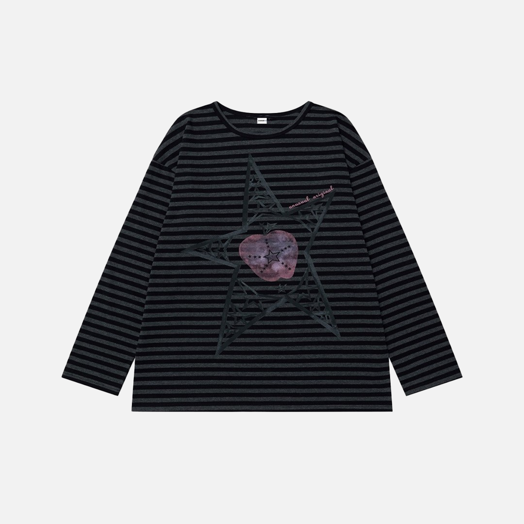 Striped Long Sleeve Hip-Hop Casual T-Shirt - Luxuryurbanwear