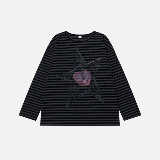 Striped Long Sleeve Hip-Hop Casual T-Shirt - Luxuryurbanwear