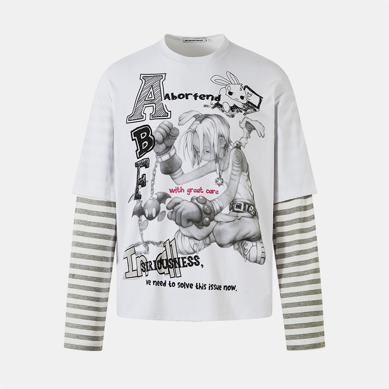Street Anime Cartoon | Stripe Sweatshirt - Luxuryurbanwear
