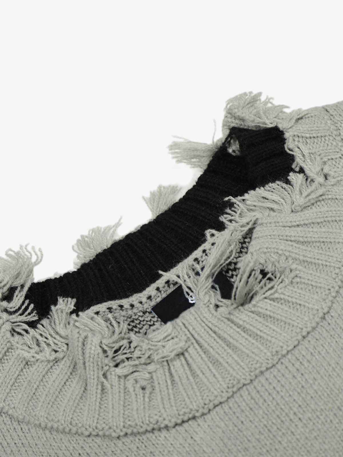 Distressed Photo Patch Oversized Knit Sweater