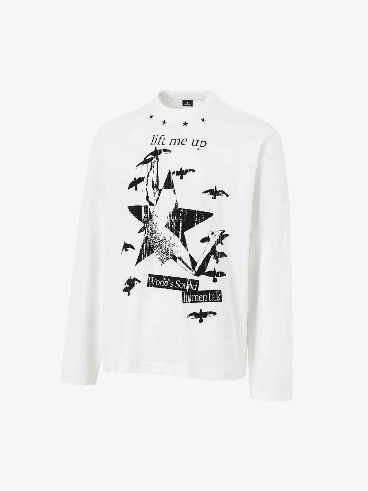 Retro Star Print Long-Sleeved T-Shirt