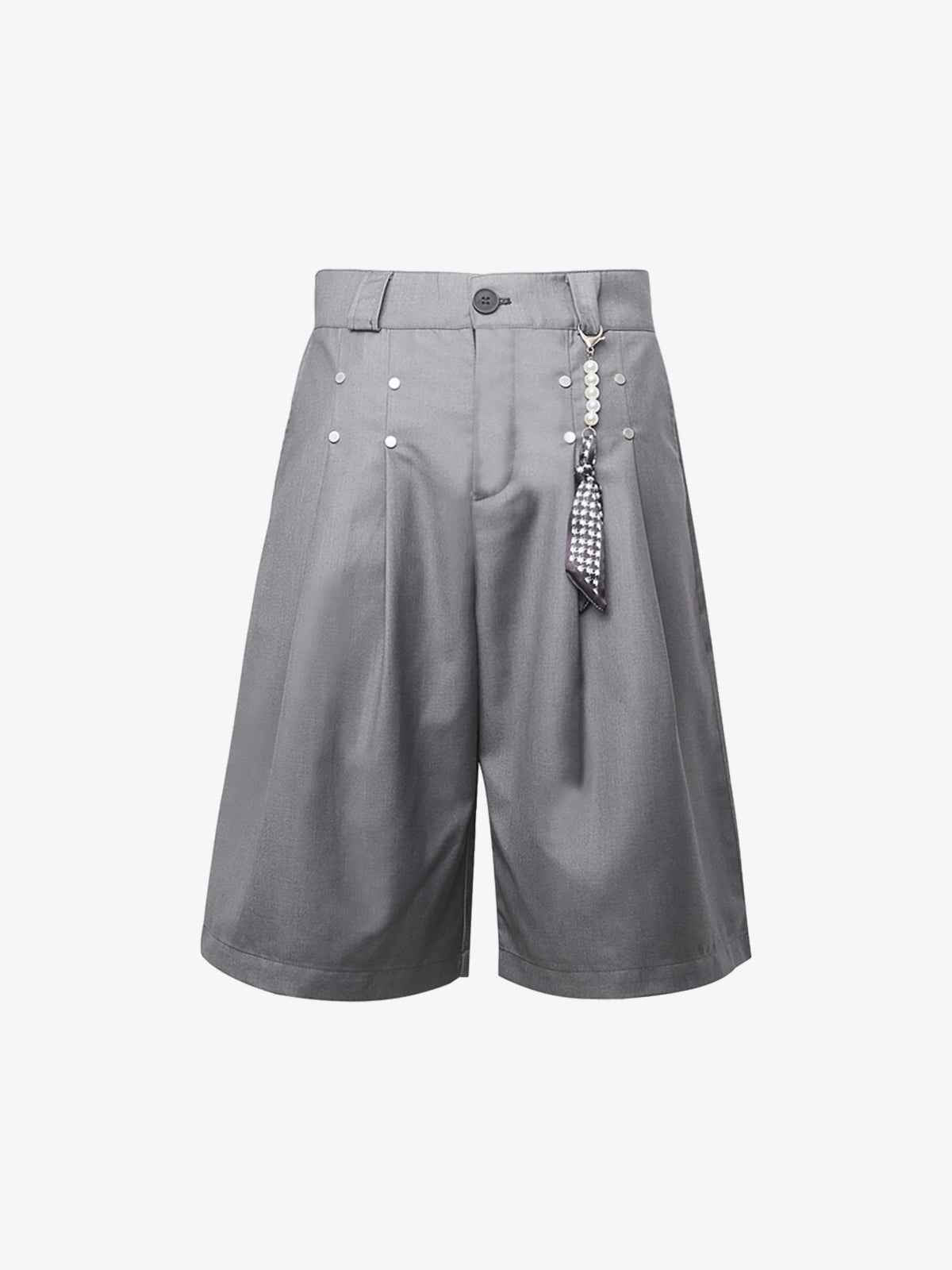 Pleated Design Pendant Decoration Baggy Shorts - 2482
