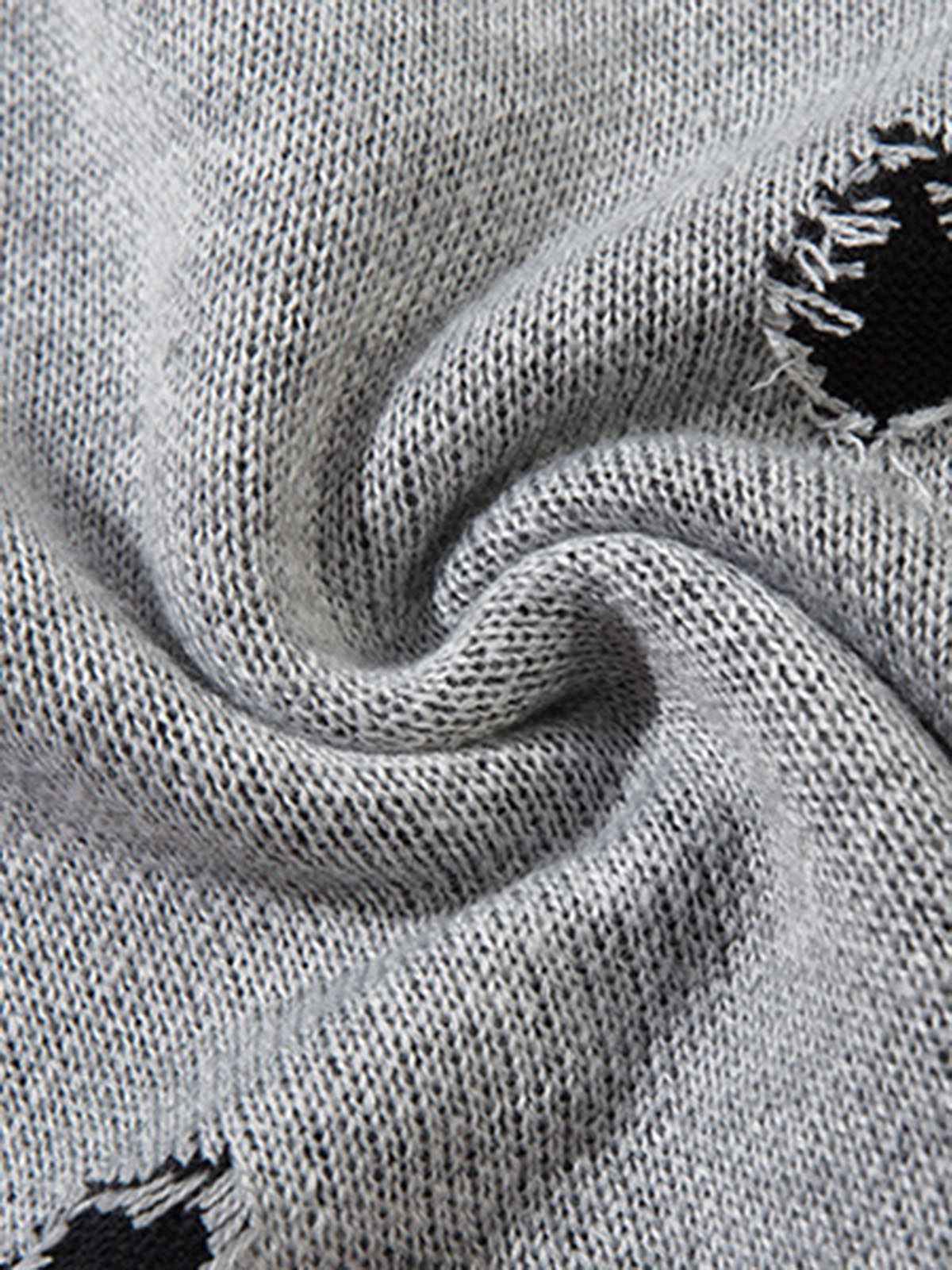 Vintage Spray-Painted Cross Hole Knit Sweater