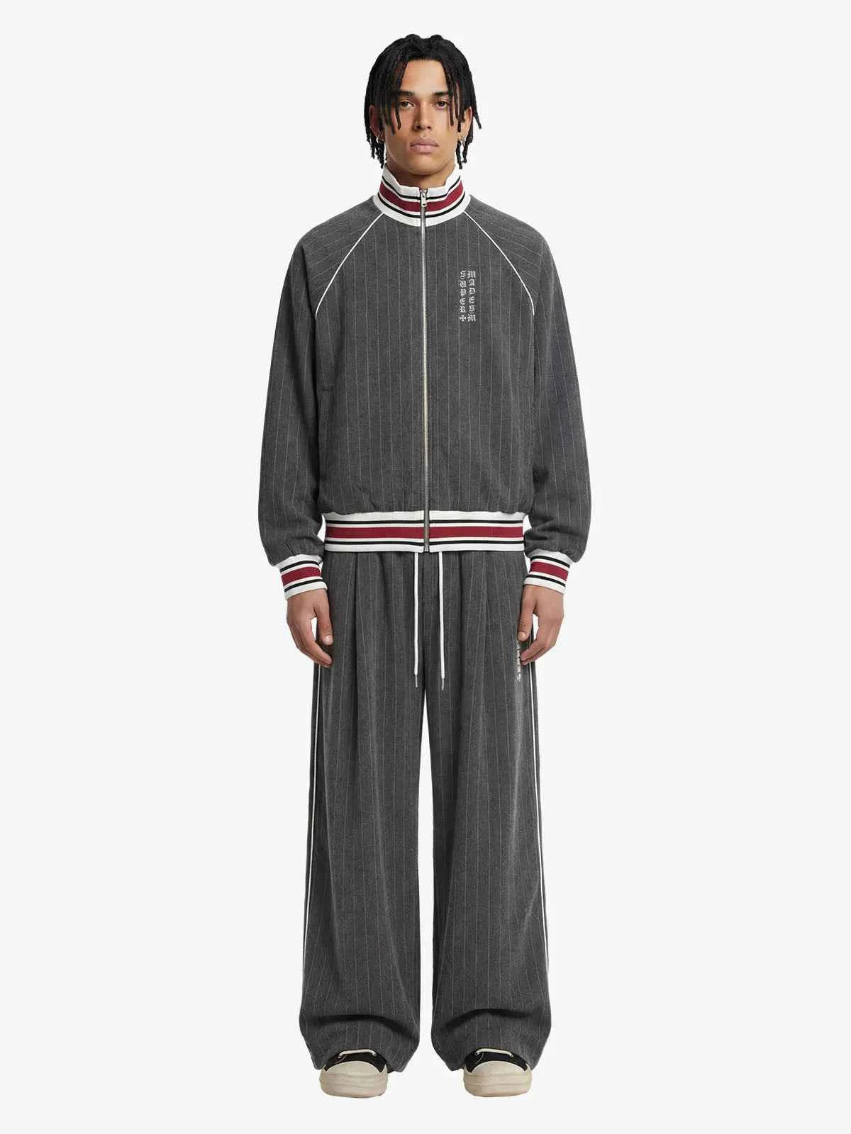 Retro Color-Blocked Striped Stand-Collar Tracksuit