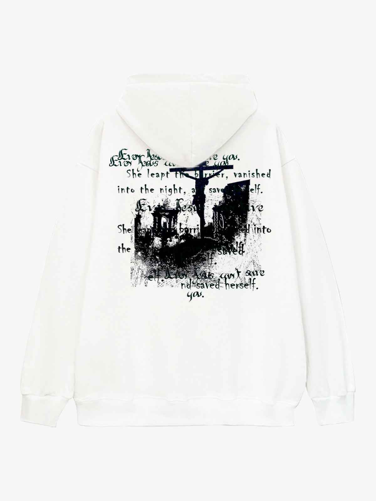 Metallic Script Letter Cross Graphic Hoodie