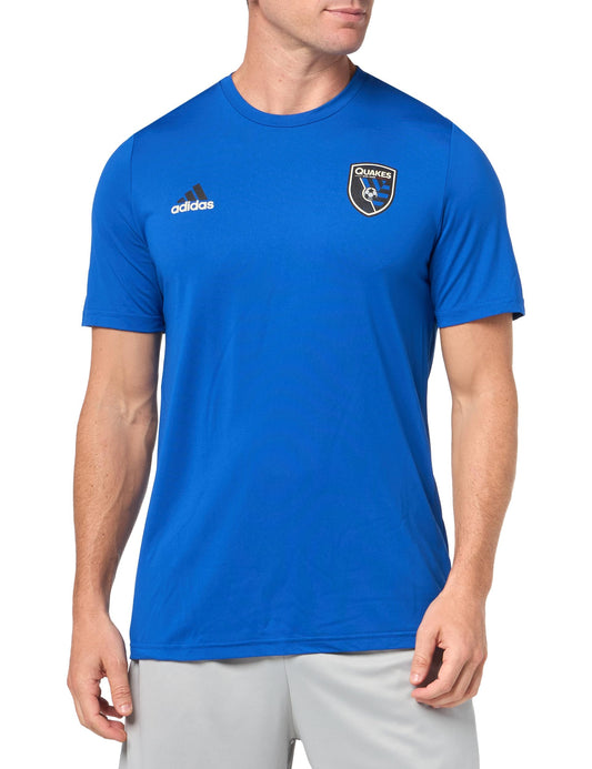 adidas Mens Short Sleeve Pre-Game T-Shirt Team Royal Blue/San Jose Earthquakes Small