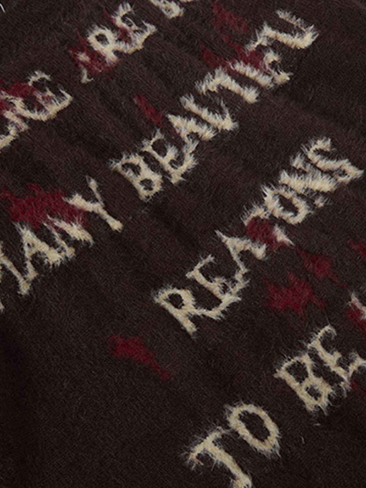 Burning Letter Jacquard Fuzzy Mohair Knit Sweater