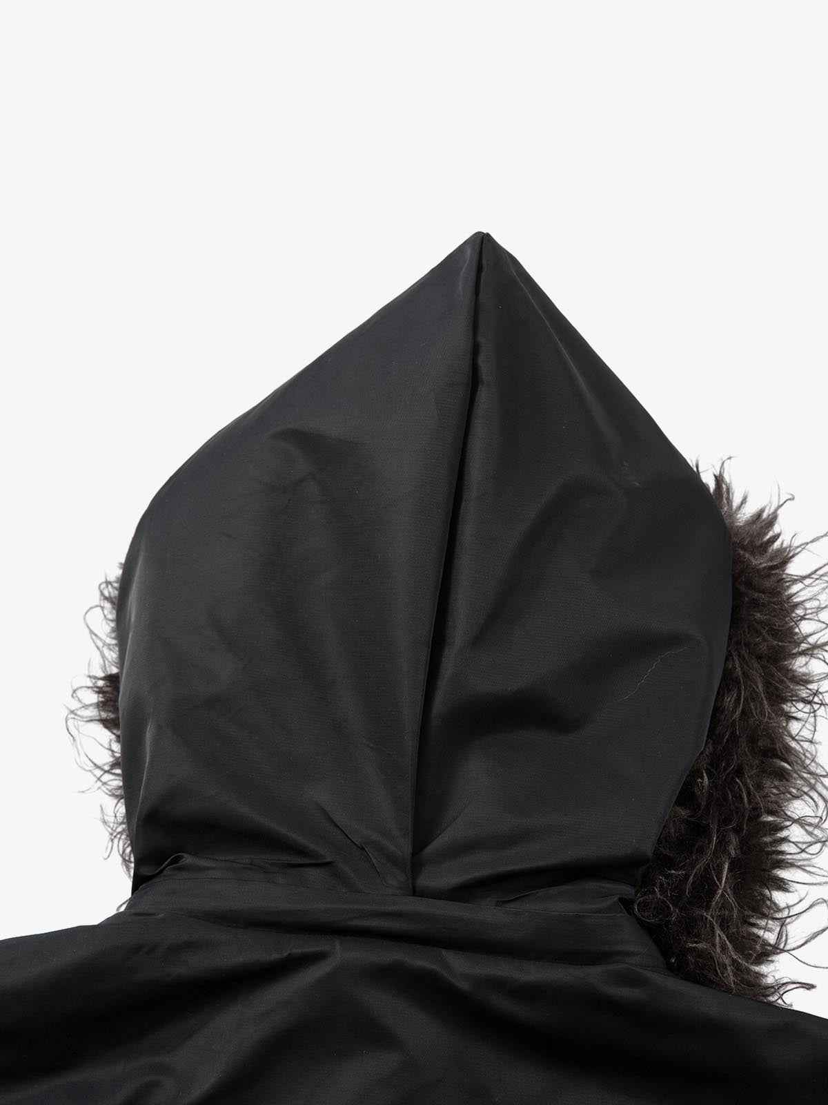 Detachable Faux Fur Collar Ruched Sleeve Bomber Jacket