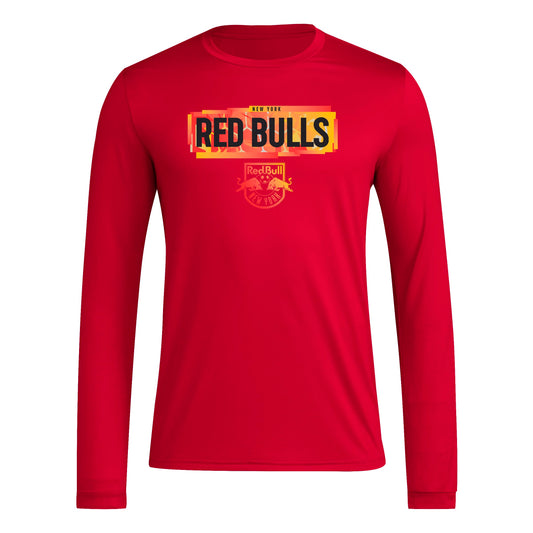 adidas Mens Long Sleeve Pre-Game T-Shirt Team Power Red/New York Red Bulls XX-Large