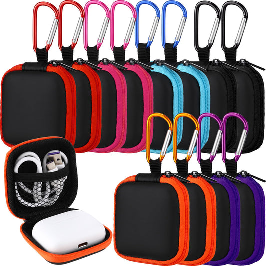 Paterr 30 Pack Square Earbud Case Pouch Portable Earbud Case Holder Headphone Storage Small Earbud Carrying Case with Clip for Earpieces Memory Card Camera Chips Storage 6 Colors