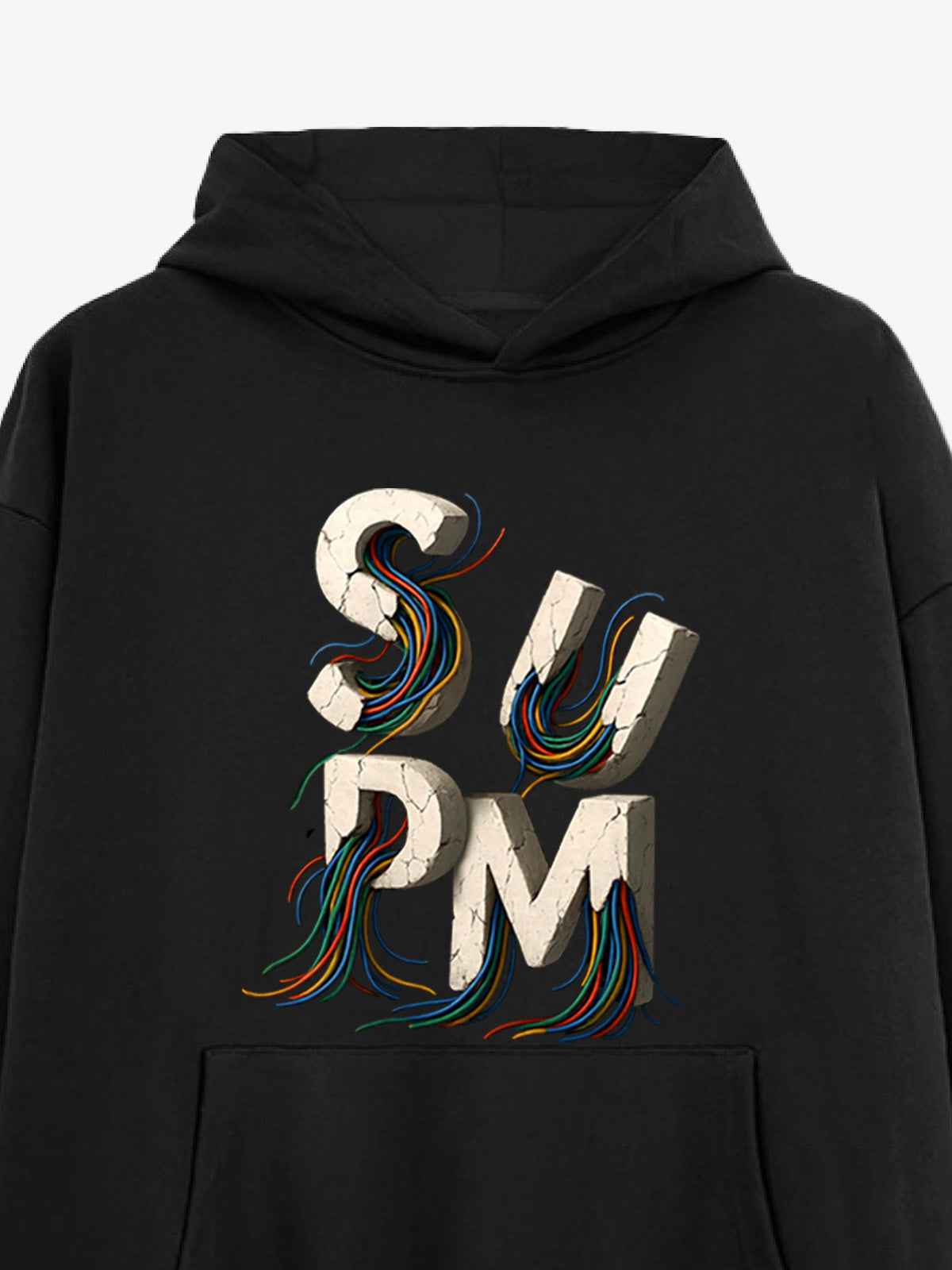French Terry Streetwear Gravel Wire Font Hoodie