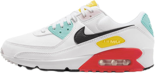 Nike Air Max 90 Womens Shoes (FZ3622-100 White/Pink Foam/Bright Crimson/Black) Size 9