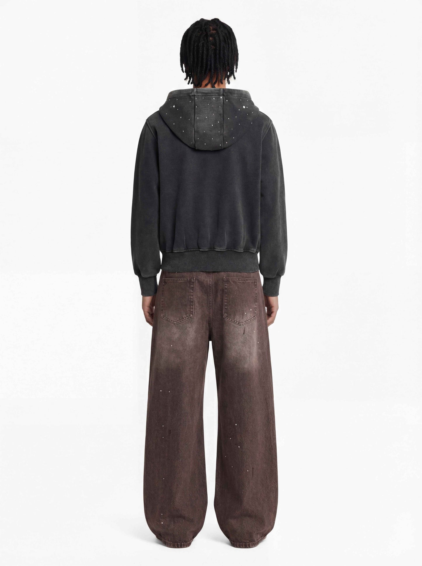 Retro Patchwork Washed Wide Leg Denim Jeans