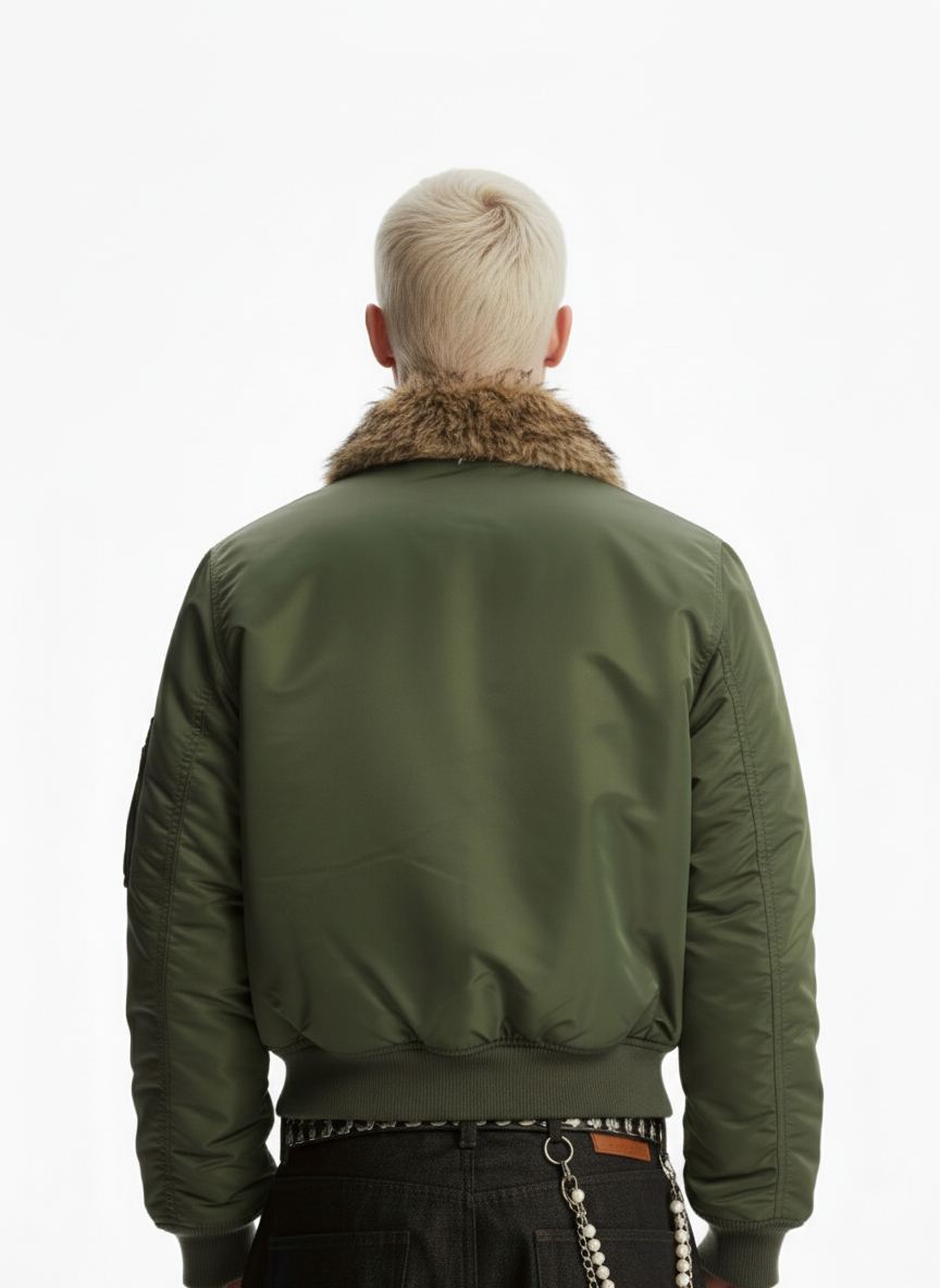Retro Leopard Fur Collar Asymmetrical Zip Padded Jacket - Luxuryurbanwear