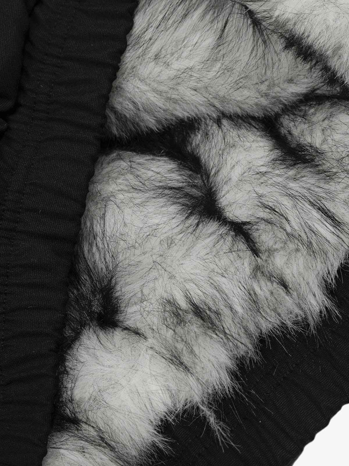 Vintage Stand Collar Fur Lined Bomber Jacket