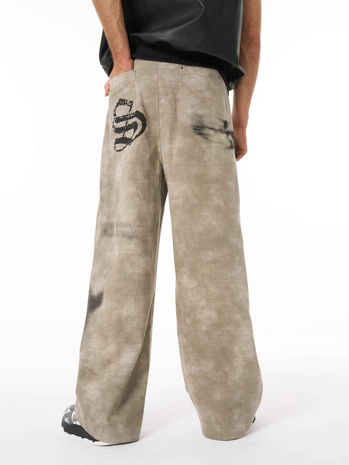 Original Large Cross Angel Print Distressed Jeans - 2552