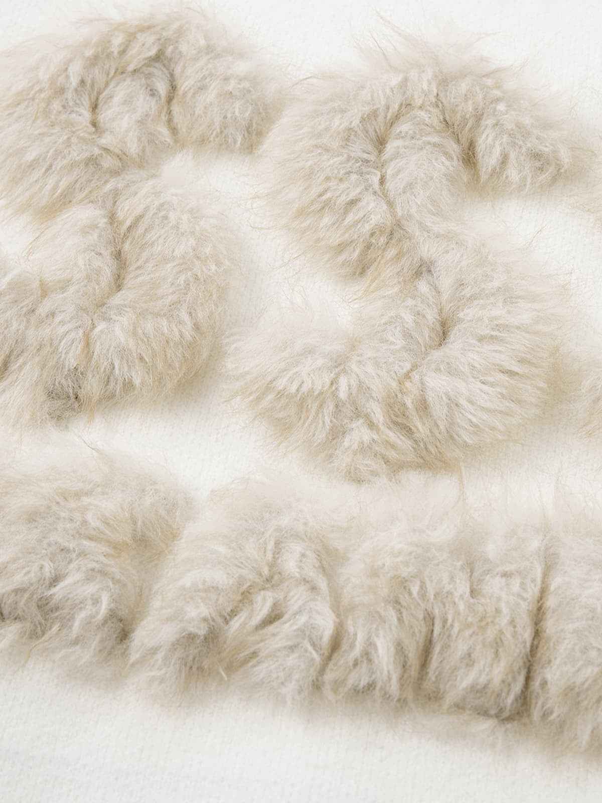 Retro Fuzzy Letter Patch Textured Knit Sweater