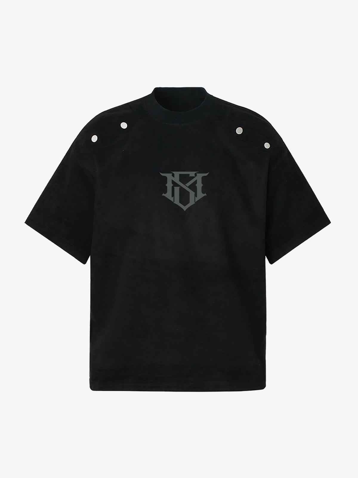 Metallic Print Suede Crew Neck T-Shirt