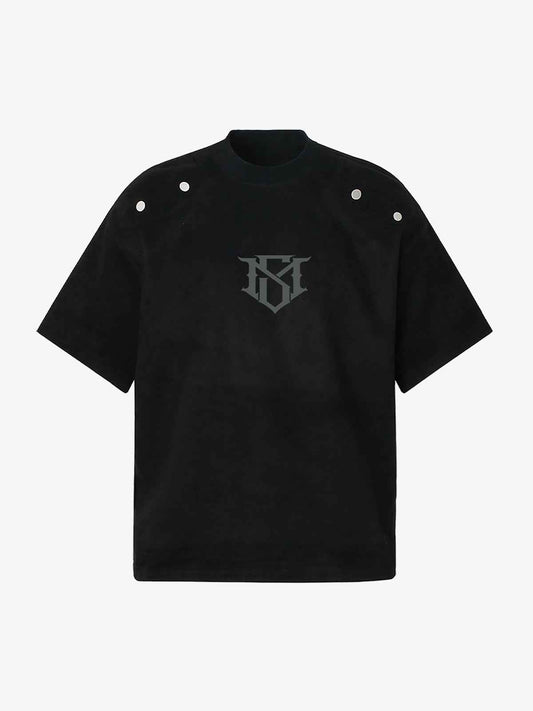 Metallic Print Suede Crew Neck T-Shirt