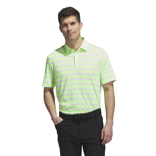adidas Mens Two Color Stripe Polo Shirt Green Medium