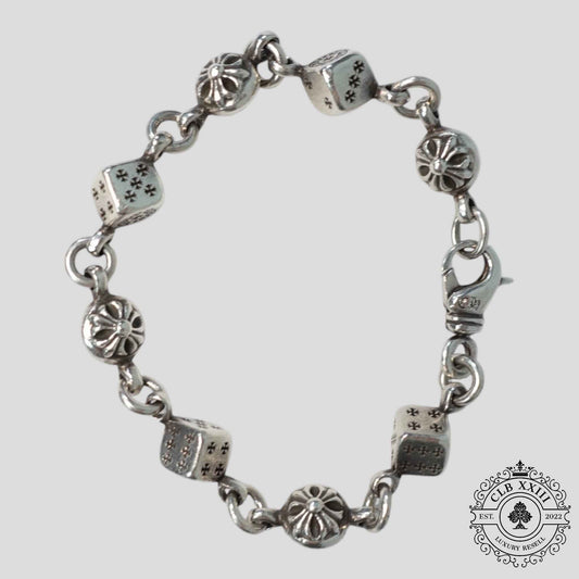 Chrome Hearts Dice and Crossball Bracelet in Silver