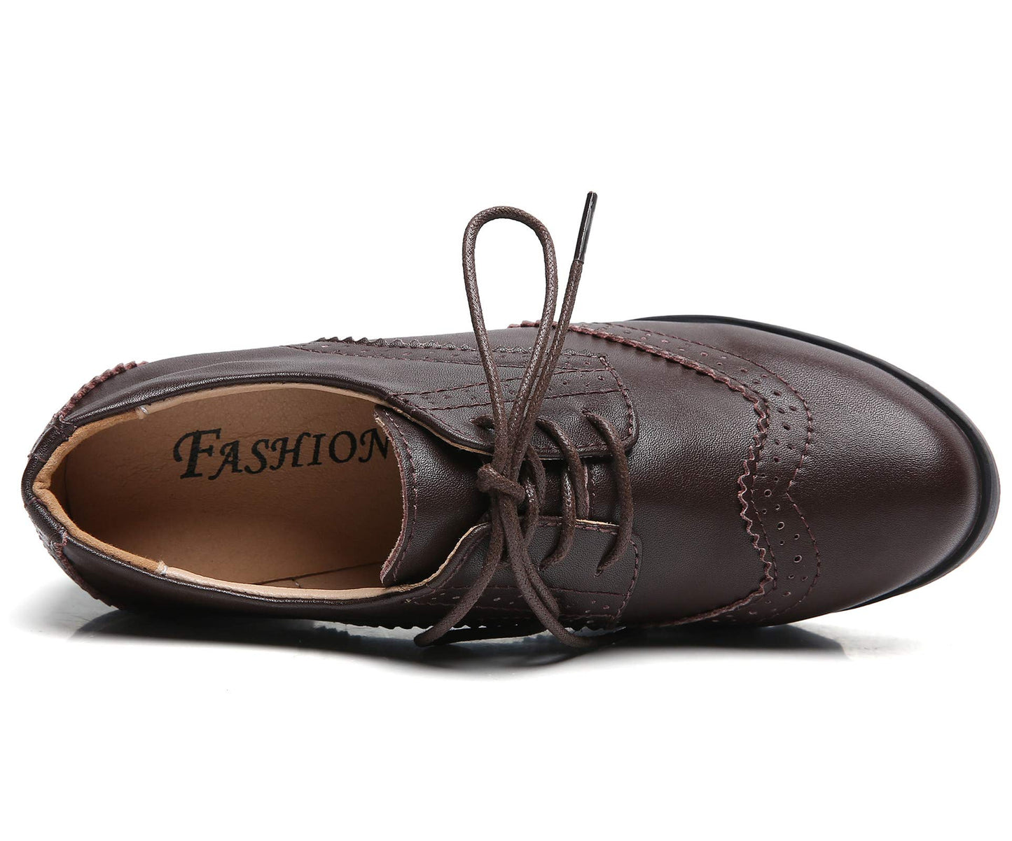 LUW Women's Leather Platform Chunky Oxford Shoes