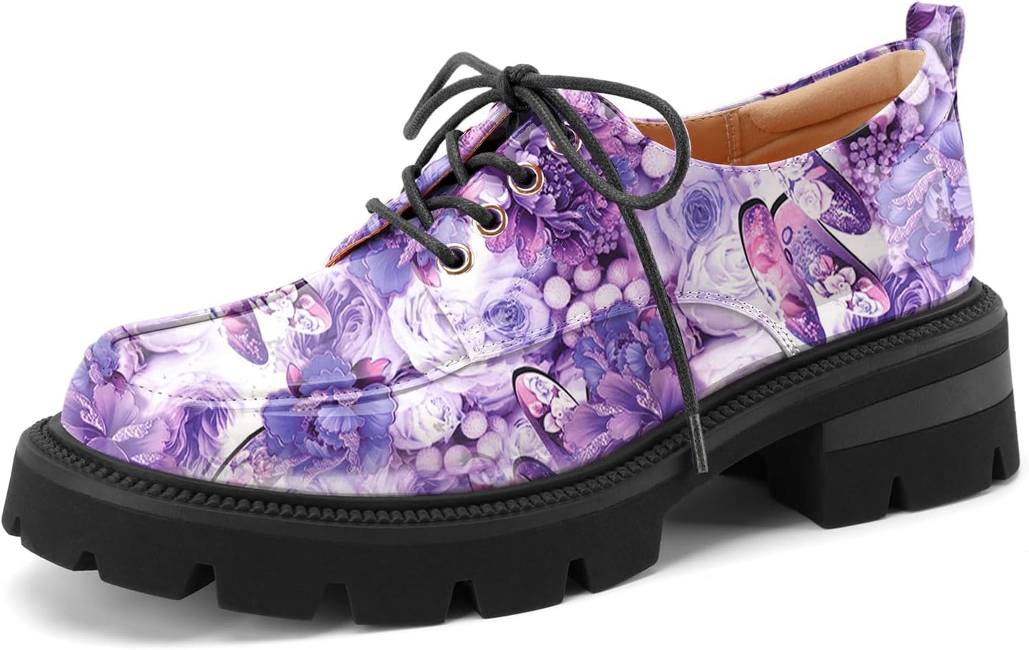 LUW Women's Platform Chunky Heeled Oxford Shoes