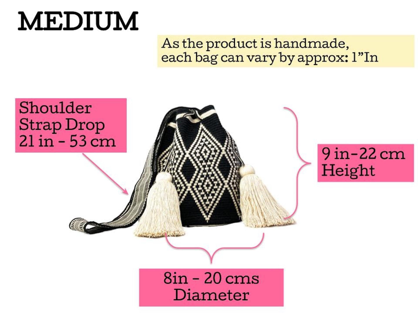 MEDIUM Wayuu Mochila Bag For Women original bolsa tejida colombiana authentic crochet pattern Gift from Colombia | AUTHENTIC WAYUU