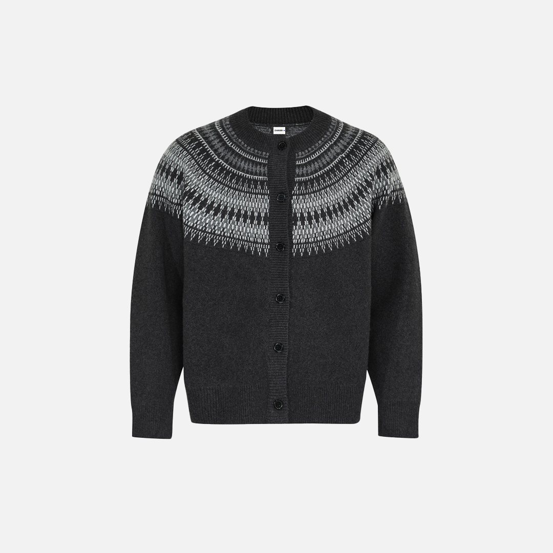 Flattering Tribal Totem Jacquard Knit Round neck Cardigan - Luxuryurbanwear