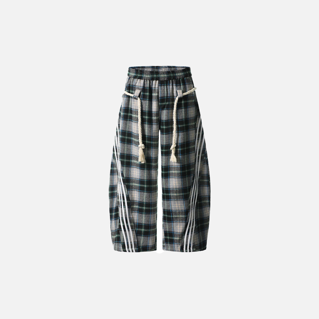 Y2K Flexible Plaid Wide Leg Baggy Wide Leg Jogger - Luxuryurbanwear