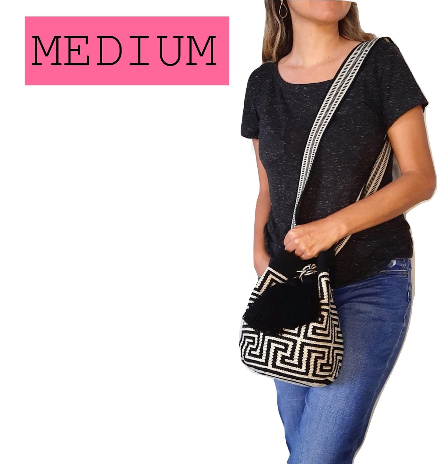 MEDIUM Wayuu Mochila Bag For Women original bolsa tejida colombiana authentic crochet pattern Gift from Colombia | AUTHENTIC WAYUU