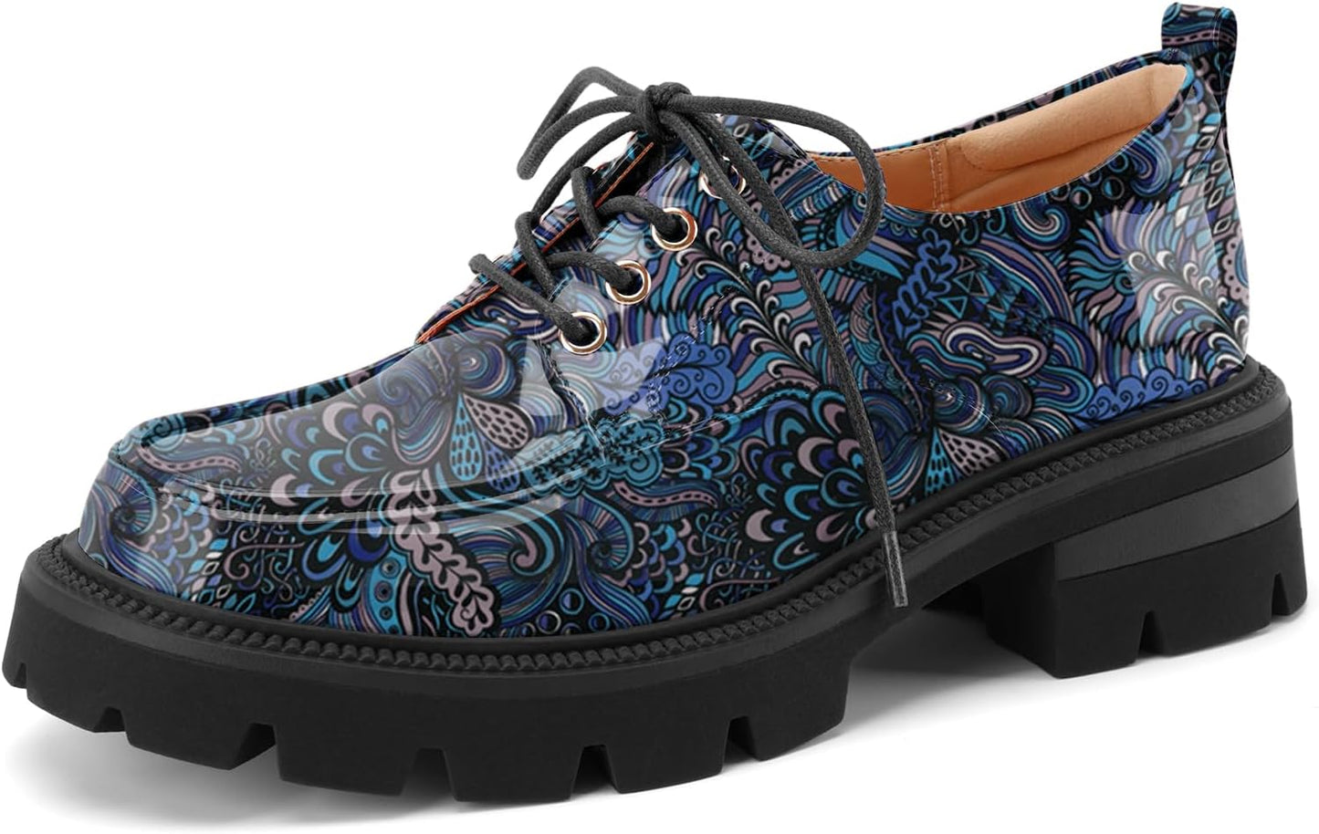 LUW Women's Platform Chunky Heeled Oxford Shoes