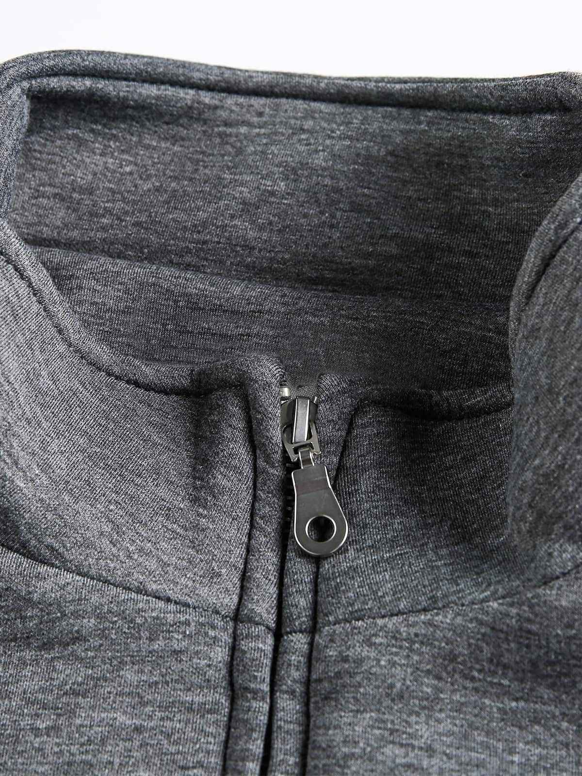 Panel Cut Stand Collar Zip Up Jacket