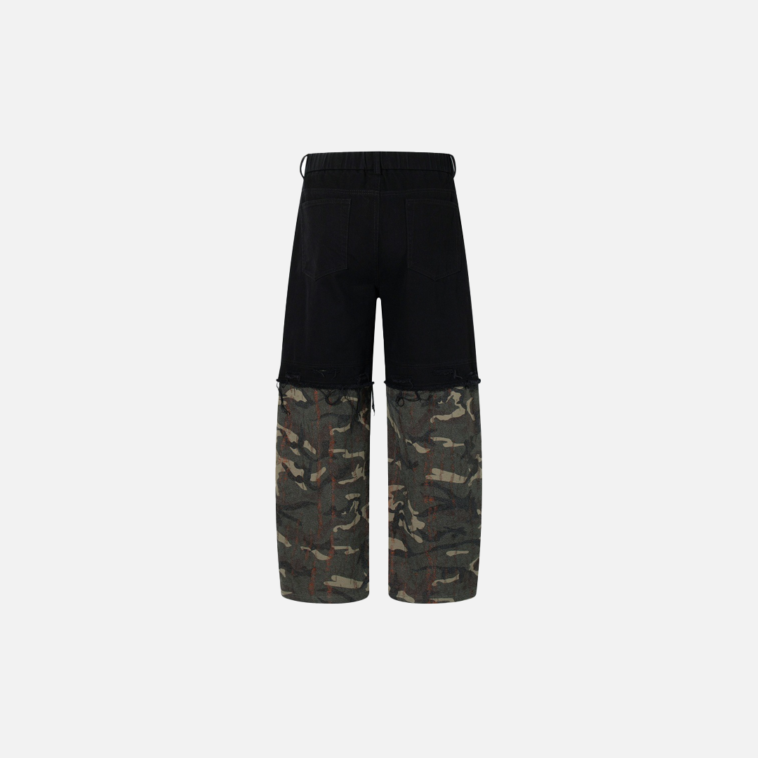 Unique Camouflage Patchwork Color Block Denim Jeans - Luxuryurbanwear