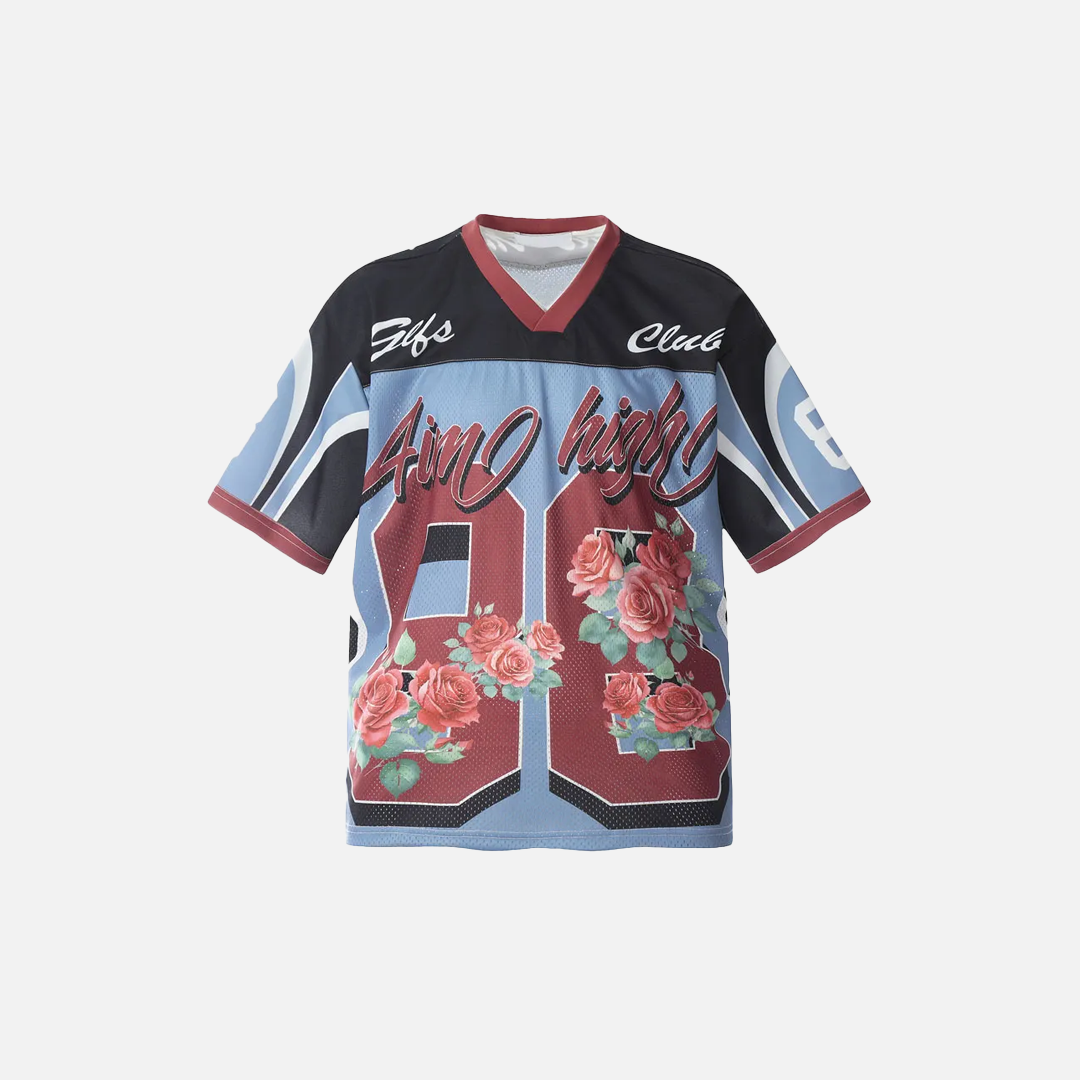Insulated Mesh Oversized Floral Graphic Sport T-Shirt - Luxuryurbanwear