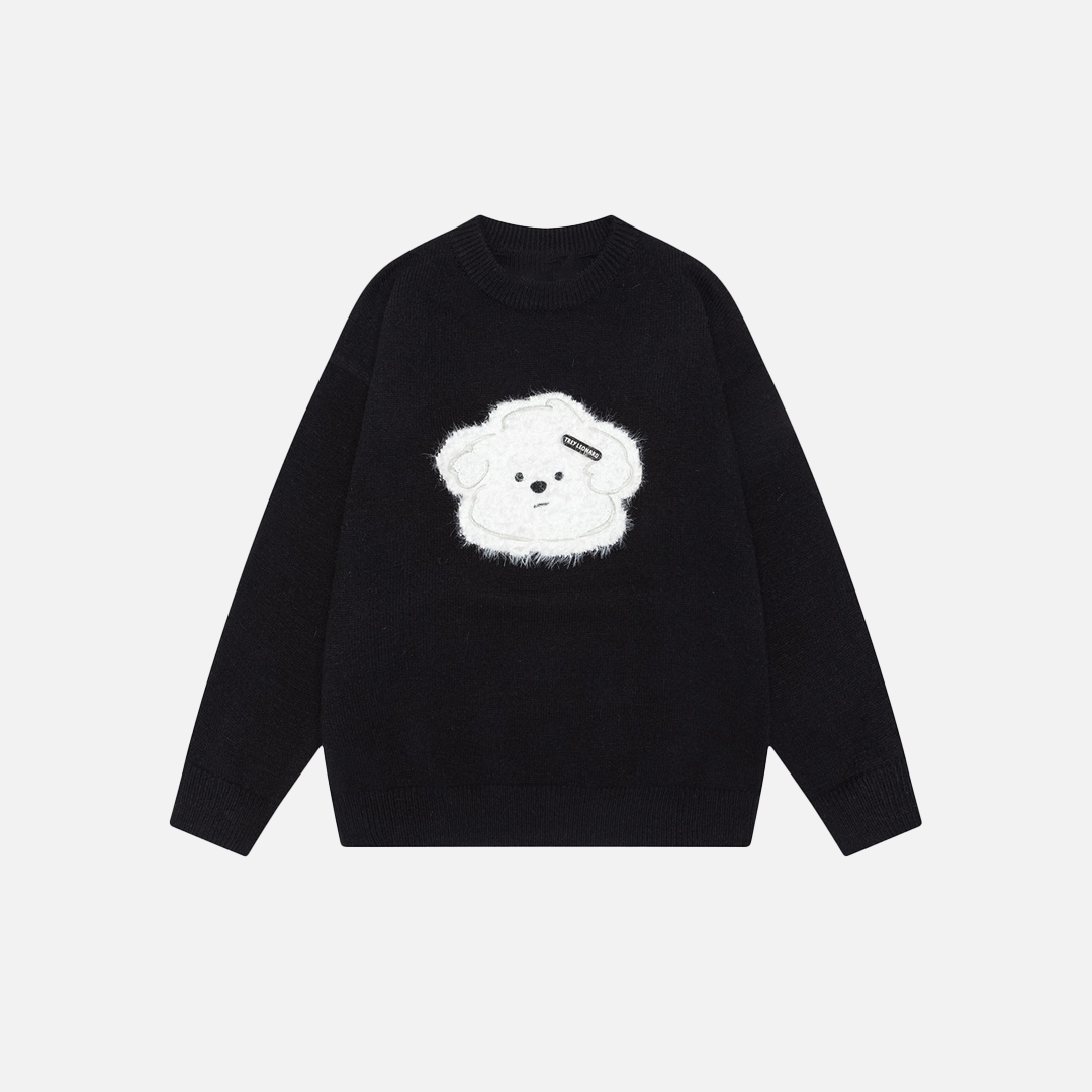 Cute Cartoon Embroidered Round Neck Sweater - Luxuryurbanwear