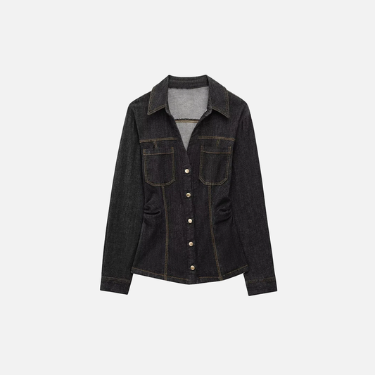 Fashionable Chic Lapel Neck Denim Jacket - Luxuryurbanwear