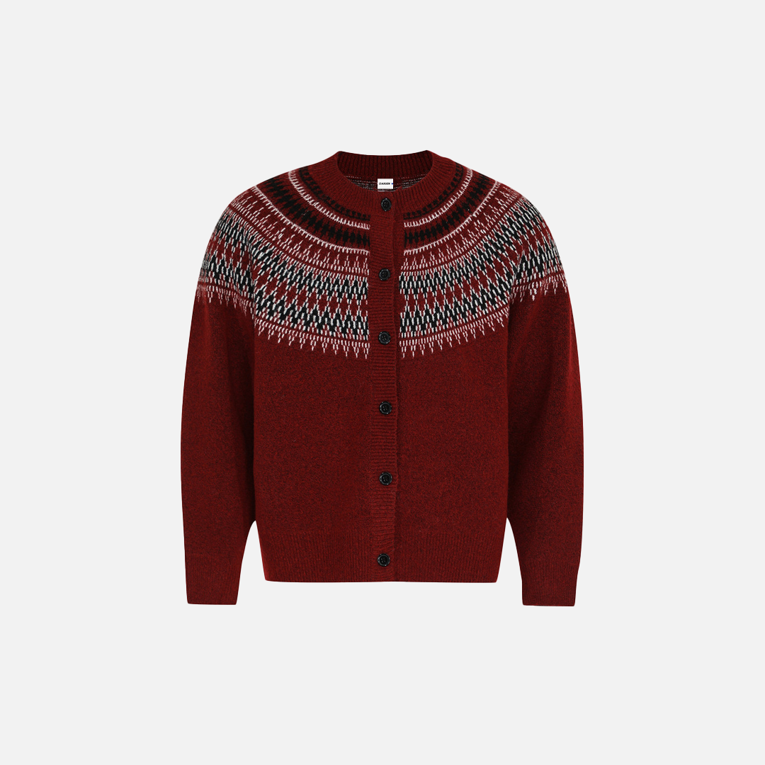 Flattering Tribal Totem Jacquard Knit Round neck Cardigan - Luxuryurbanwear