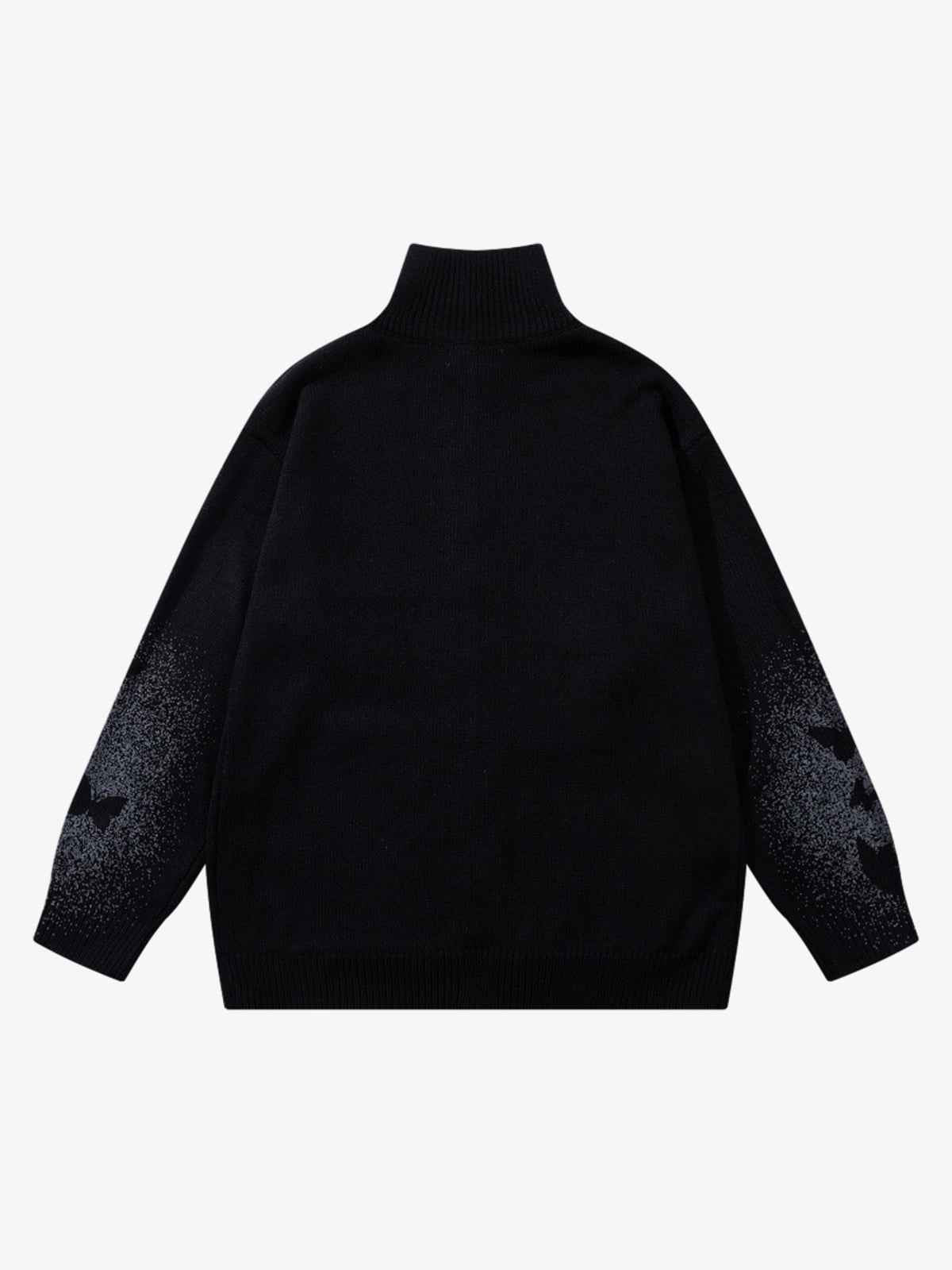 Street Dark Phantom Butterfly Stand-Collar Knit Cardigan Sweater