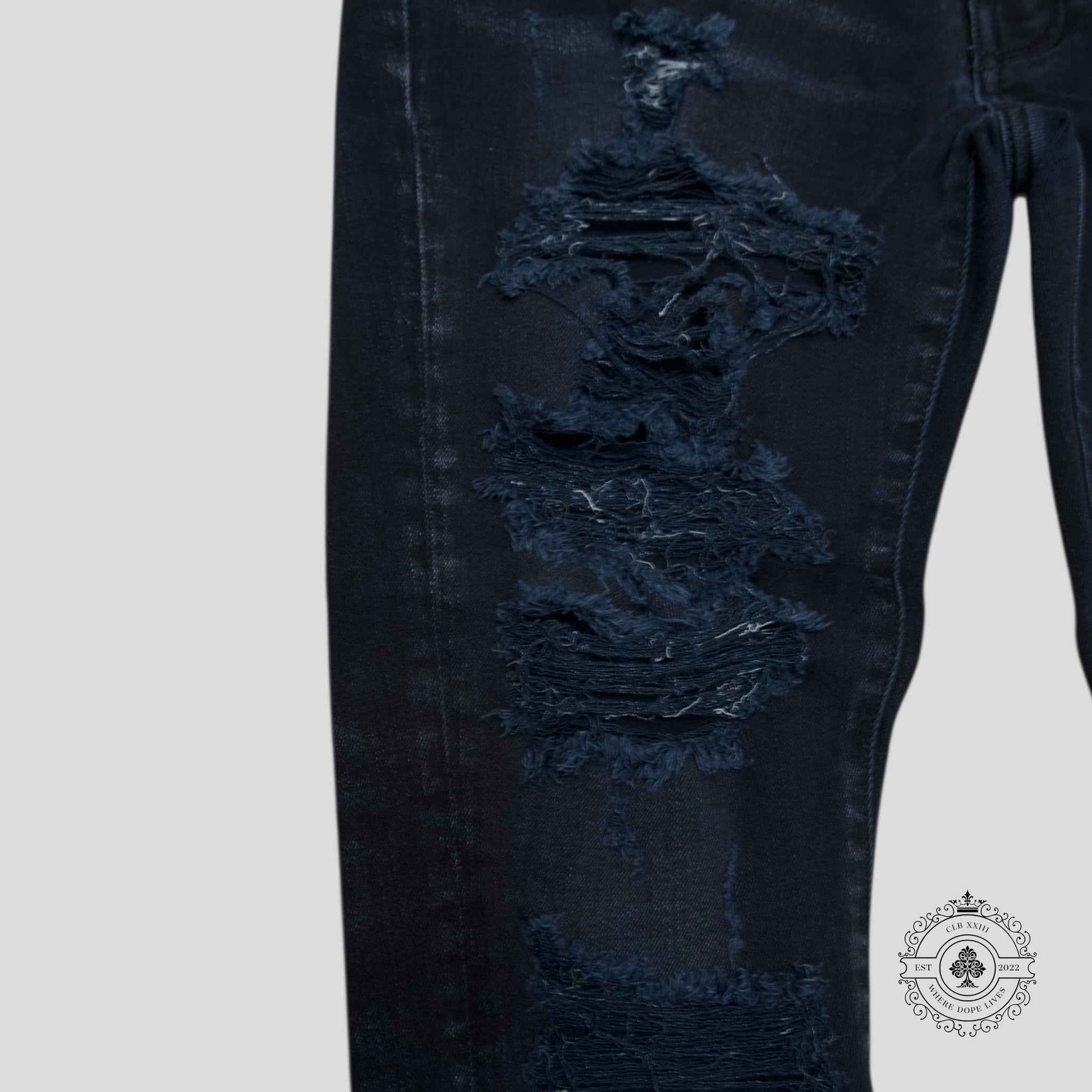 Amiri MX1 Thrashed Denim in Aged Black