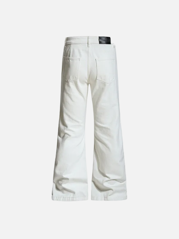 Streetwear Flare Embroidered Abstract Knight Jeans - Luxuryurbanwear