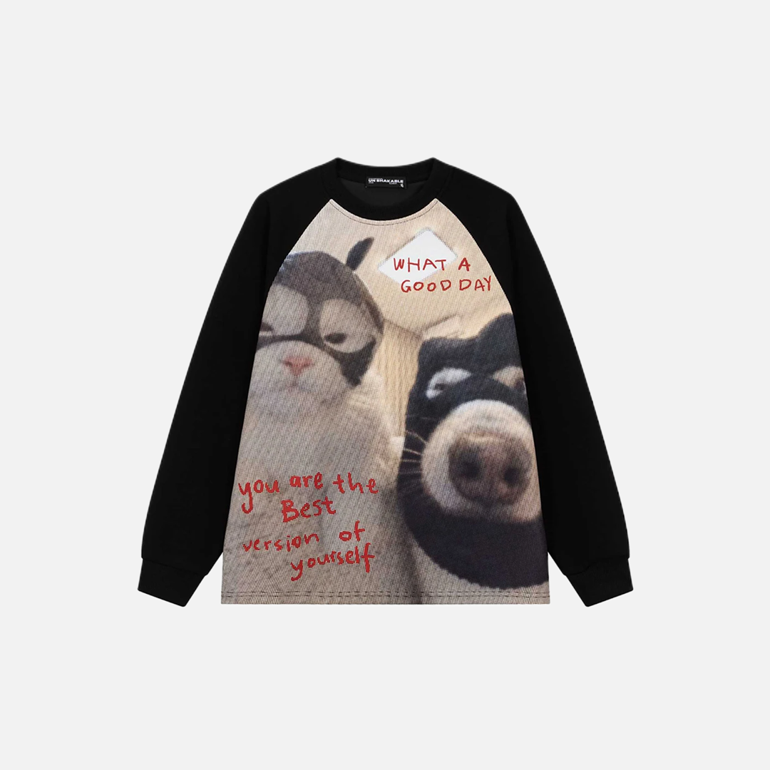 Y2K Vibrant Animal Graphic Oversized Casual Sweatshirt - Luxuryurbanwear