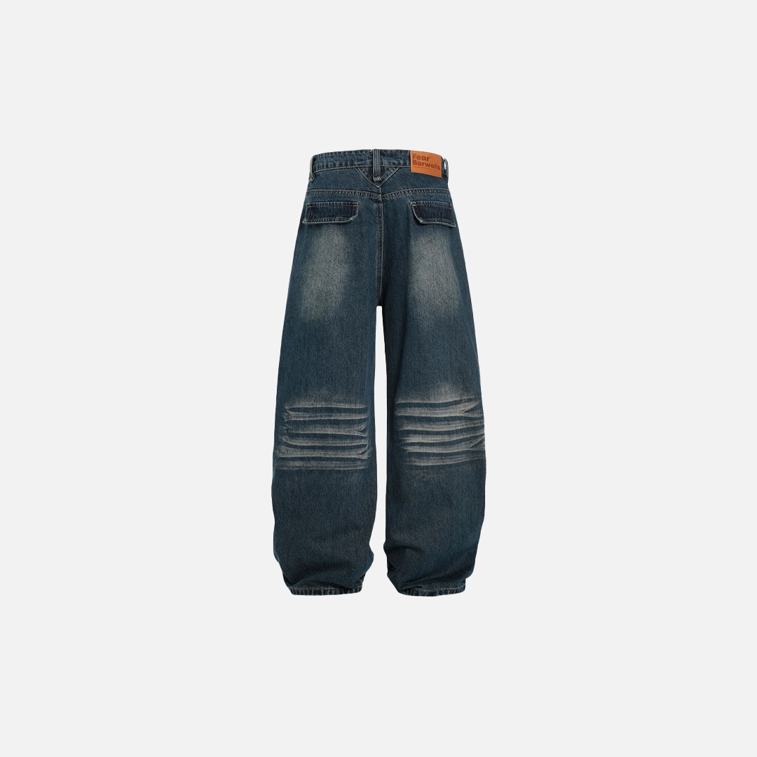 Trendy Streetwear Patchwork Baggy Wide Leg Jeans - Luxuryurbanwear