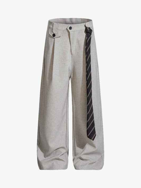 Tie Detail Relaxed Fit Draped Suit Pants