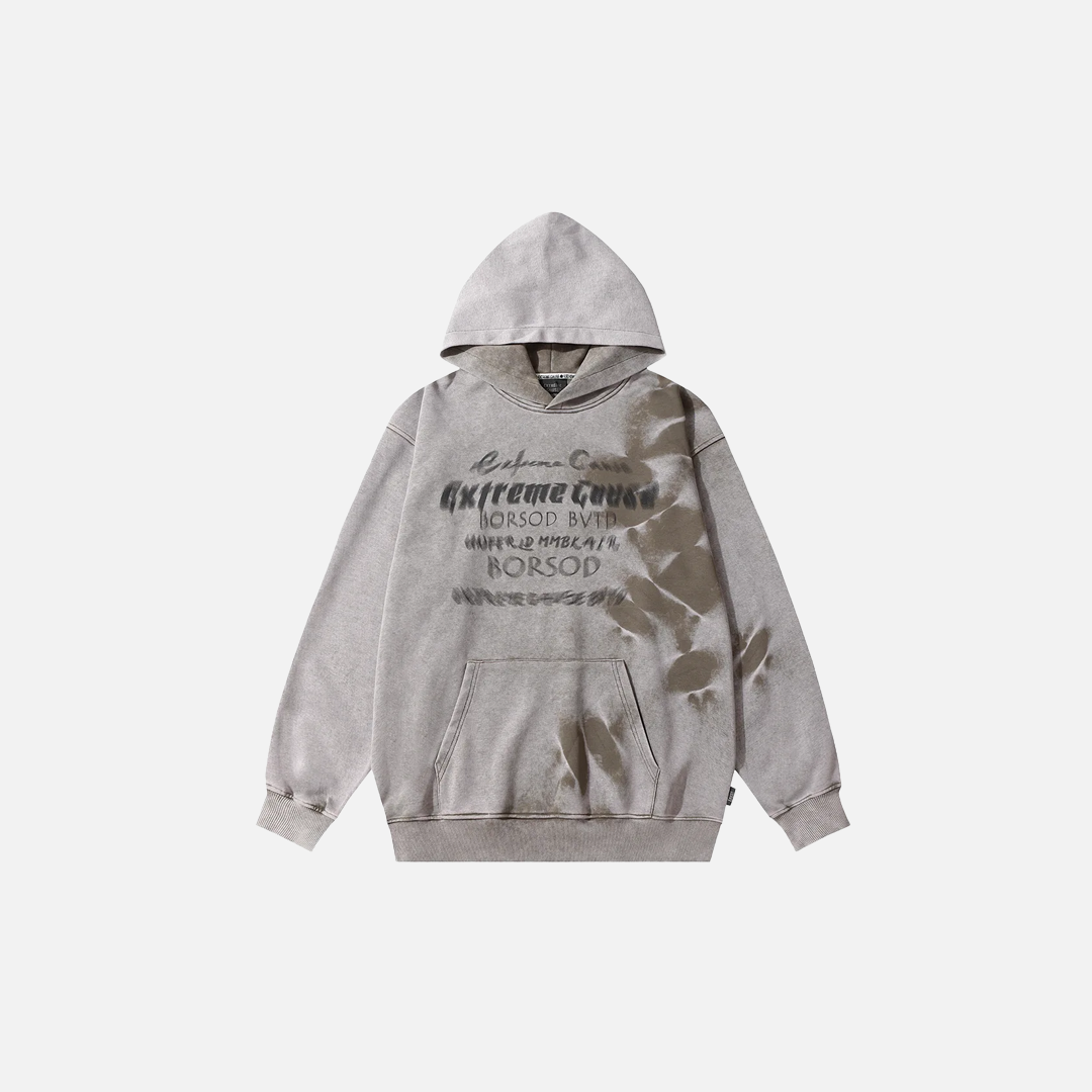 Streetwear Retro Letter Graphic Tie Dye Cotton Hoodie - Luxuryurbanwear