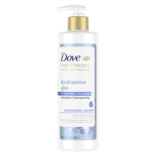 Dove Hair Therapy Hydration Spa Shampoo for Dry Hair with Hyaluronic Serum 13.5 Fl Oz