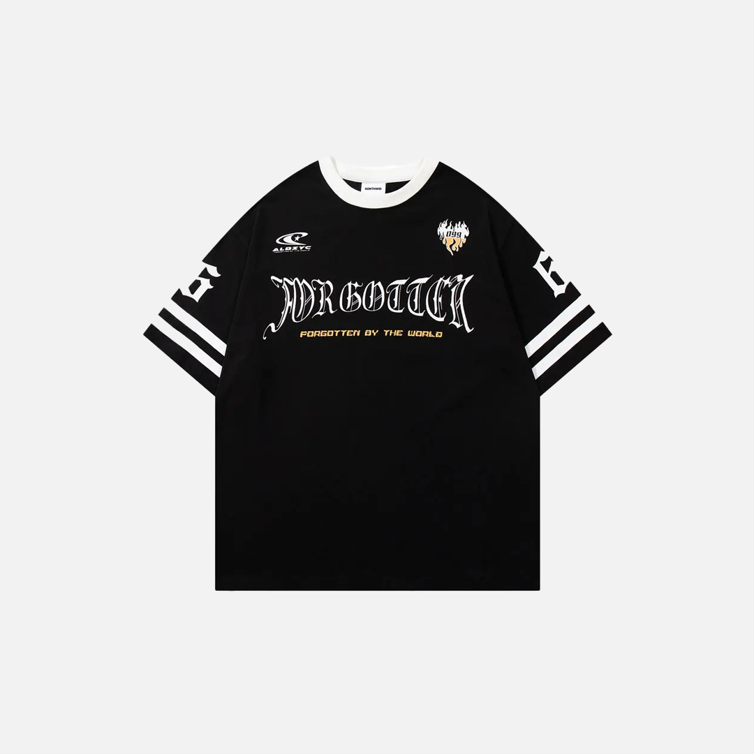 Y2K Patchwork Drawstring Graphic Short Sleeve T-Shirt - Luxuryurbanwear