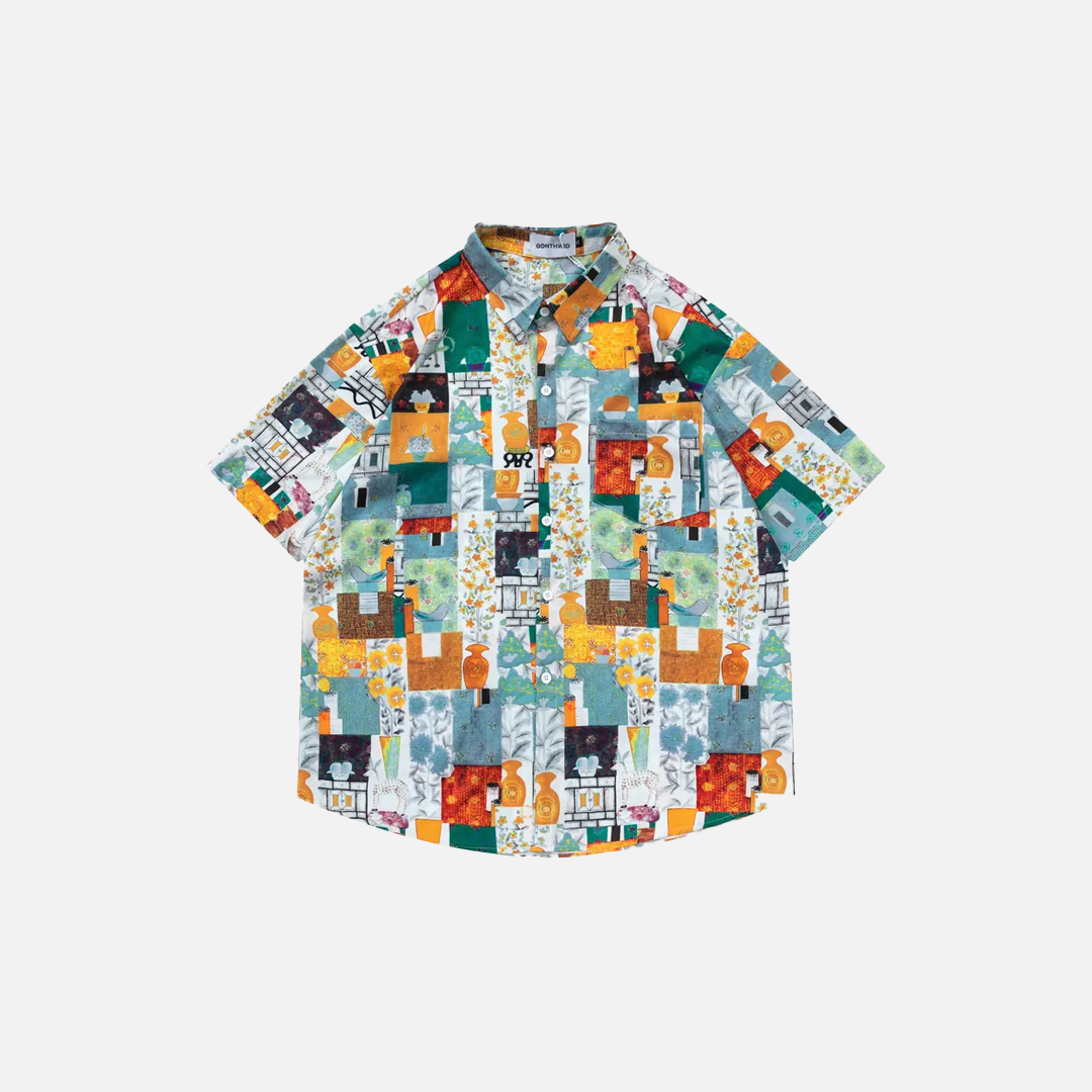 Y2K Retro Chic Graphic Print Beach Shirt - Luxuryurbanwear